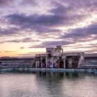 Grange over Sands Lido at Dusk Square Photographic Print